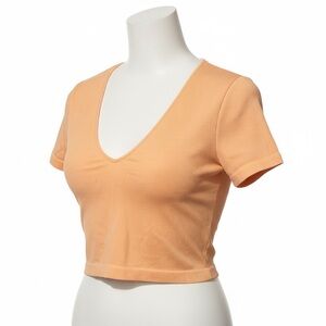 Faded Glory Apricot V-Neck Crop Top